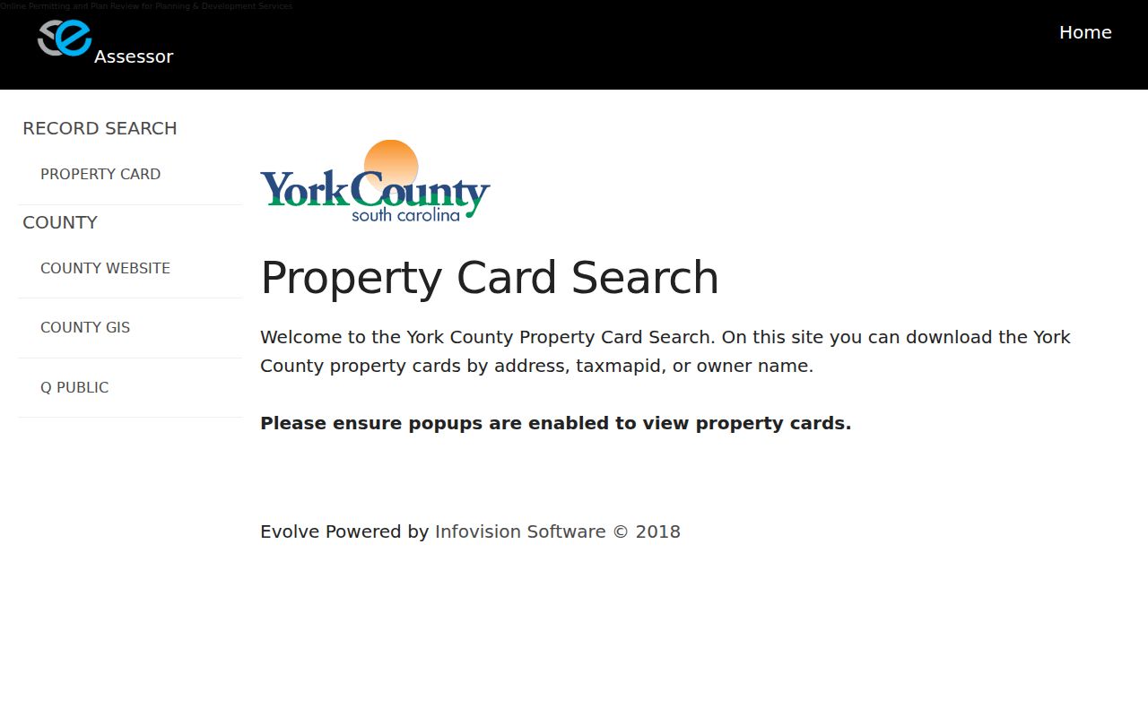 York County residents directory Assessor Evolve Public property search entry