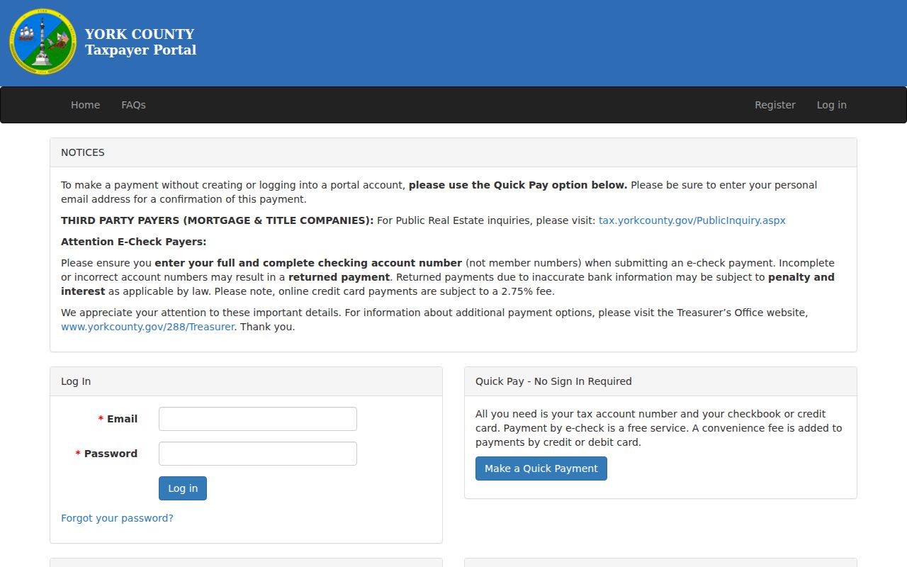 York County residents directory taxpayer and real-estate inquiry portal