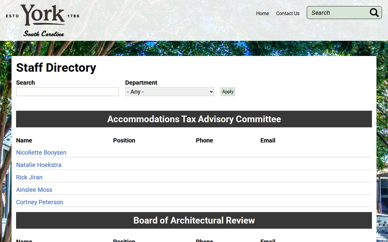 York County neighbors City of York staff directory for civic contacts