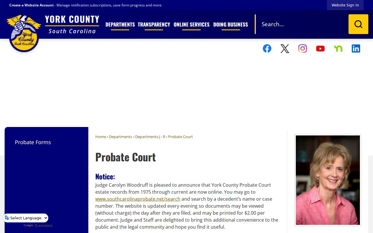 York County previous residents research through York County Probate Court estate records