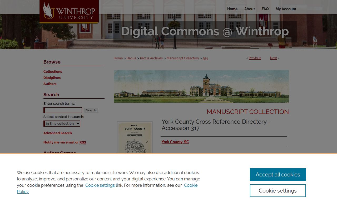 York County previous residents research through the Winthrop cross-reference directory finding aid
