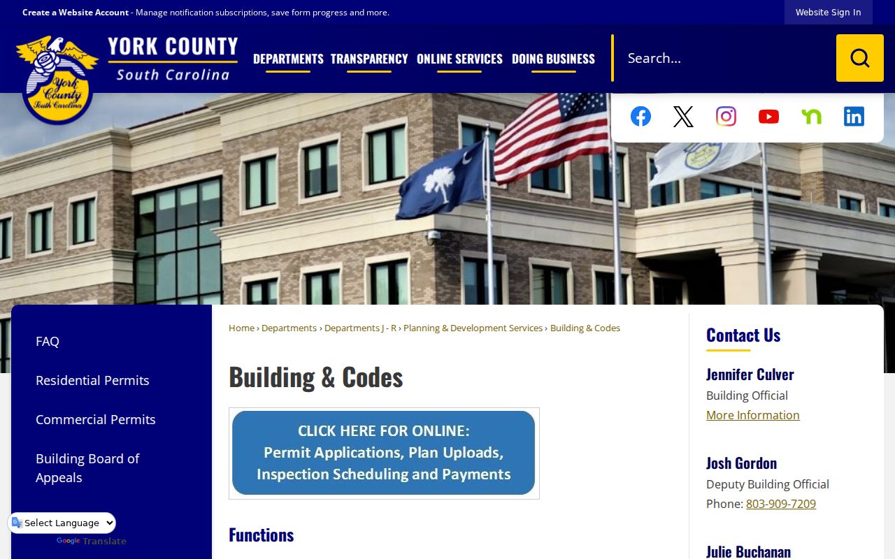York County street directory Building and Codes office for address records